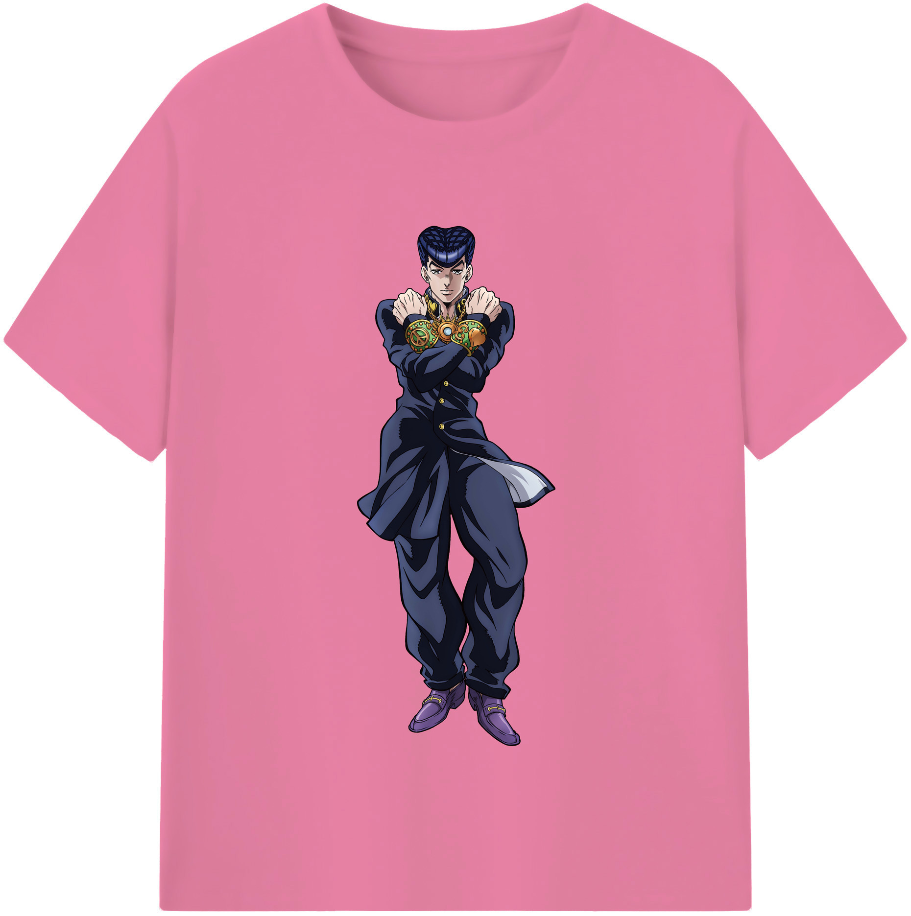 （画像用） ジョジョの奇妙な冒険 ひがしかた じょうすけ JoJo's Bizarre Adventure Higashikata Josuke 綿100％半袖Tシャツ（フロントプリント）